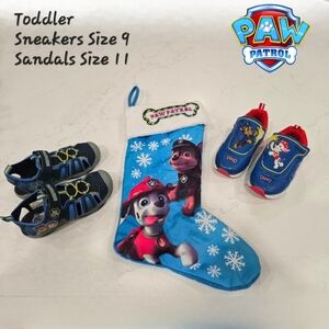 Paw Patrol Bundle Lighted  Sneakers, Sandals & Christmas Boot Toddler Size 9/ 11